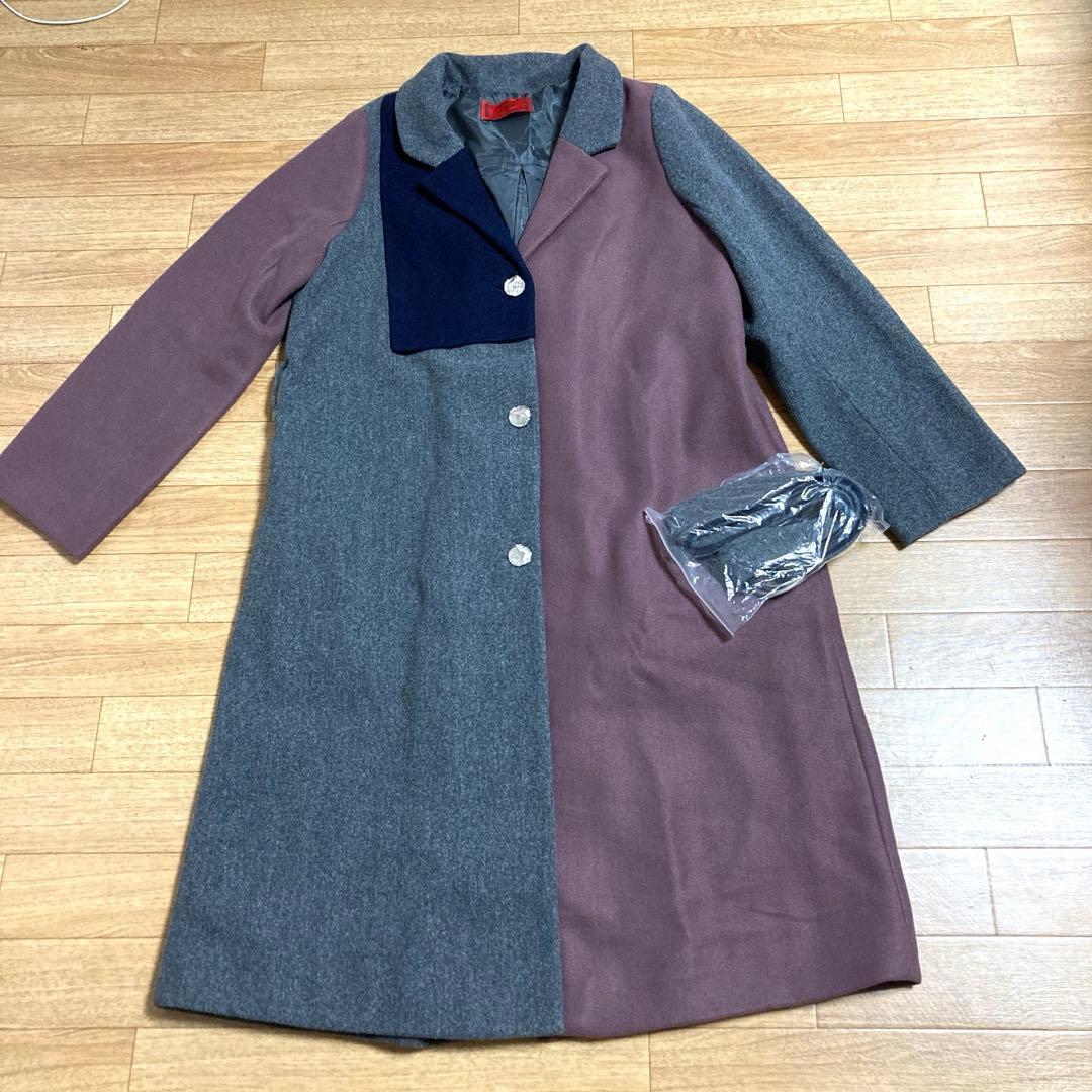 《肉まん》未使用SOMARI コート　テーラーコート　配色デザインメルトン