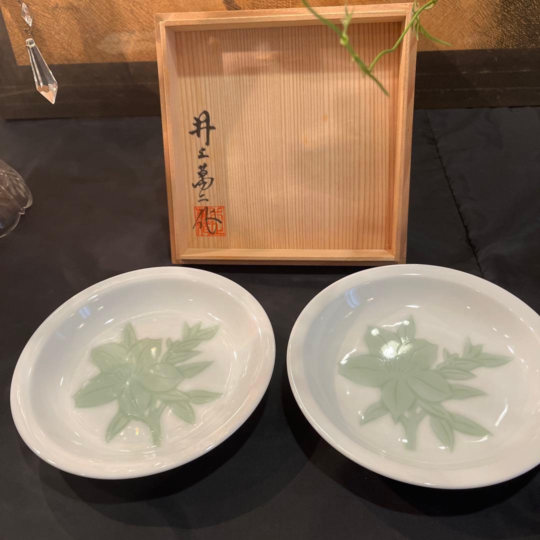 人間国宝　井上萬二【本人作】銘々皿　5客揃い