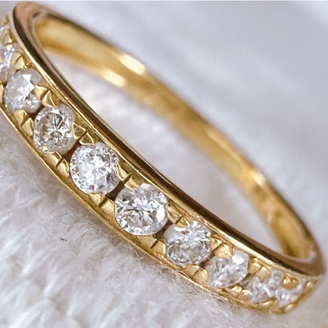 【E7265】 K18 天然ダイヤモンド 0.30ct ハーフエタニティ 13号