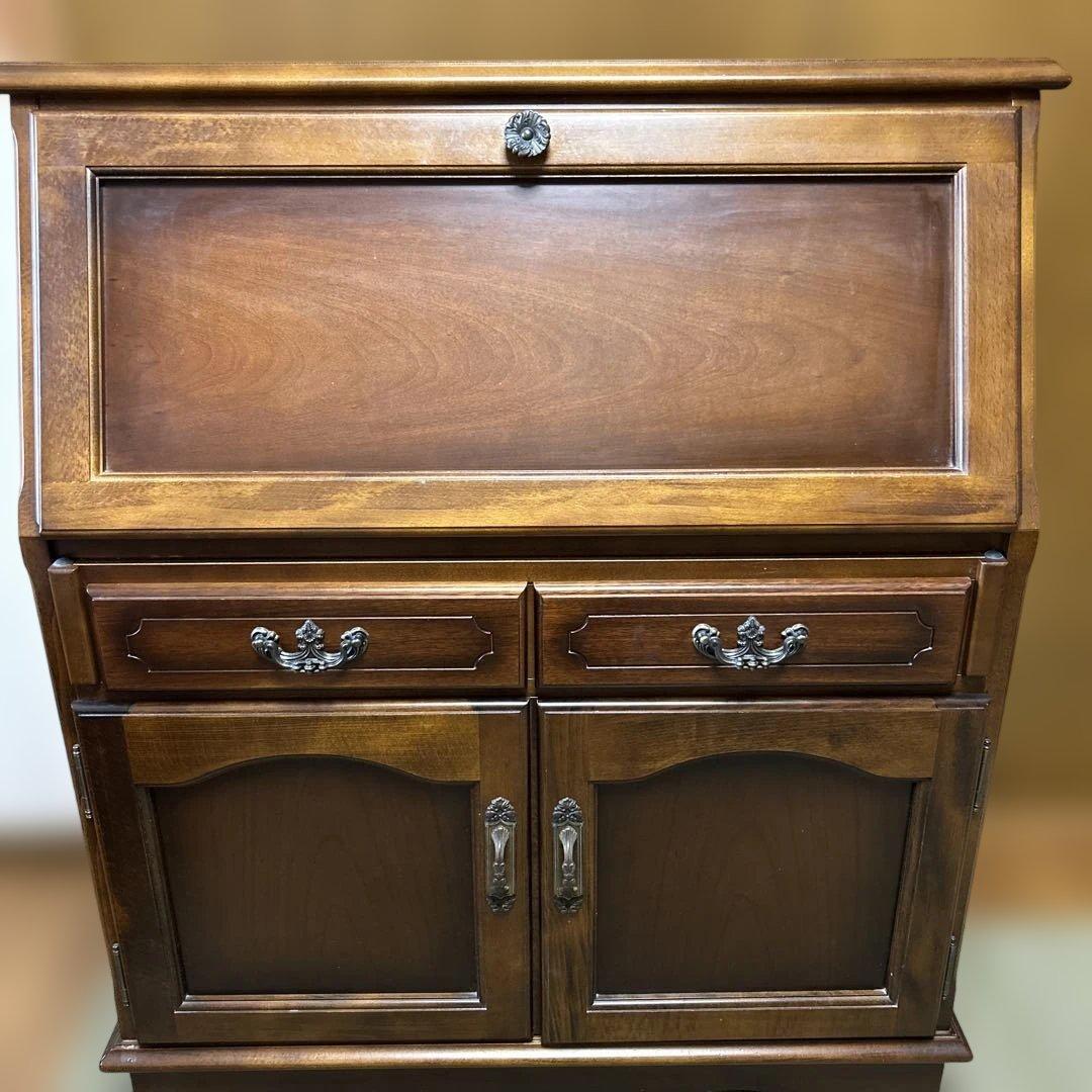 カリモク　木製ブラウン文机