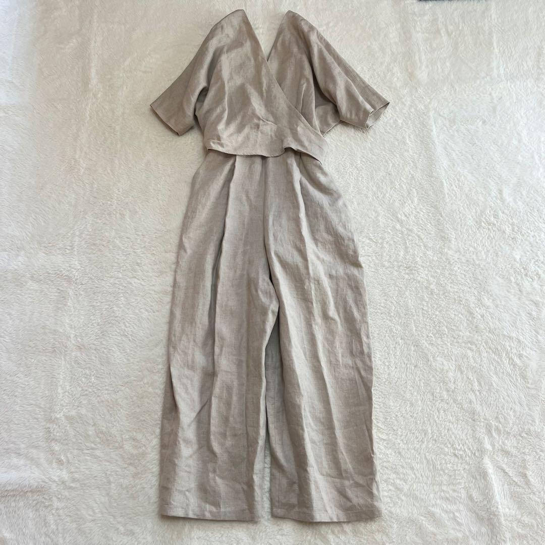 未使用品　ナゴスタンス リネン100% ベルト付きオールインワン ドロップ