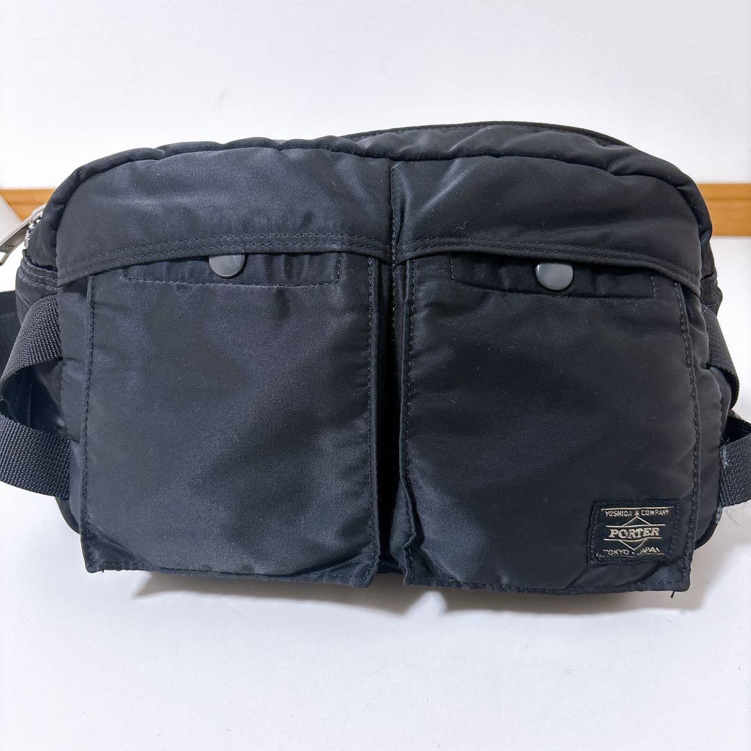 【美品】PORTER ポーター TANKER タンカー ボディバッグ 黒ナイロン