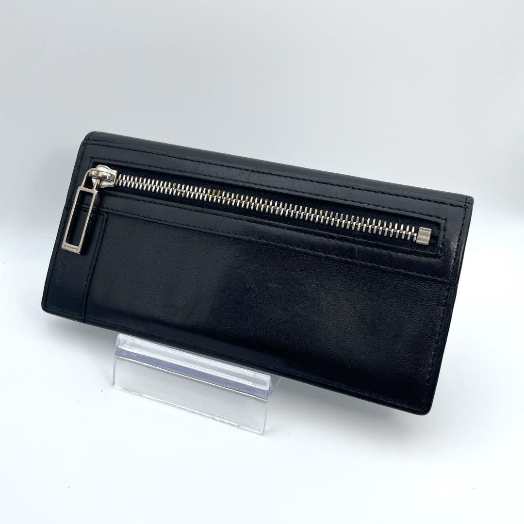 ディオールオム　長財布　メンズ　レザー　ブラック