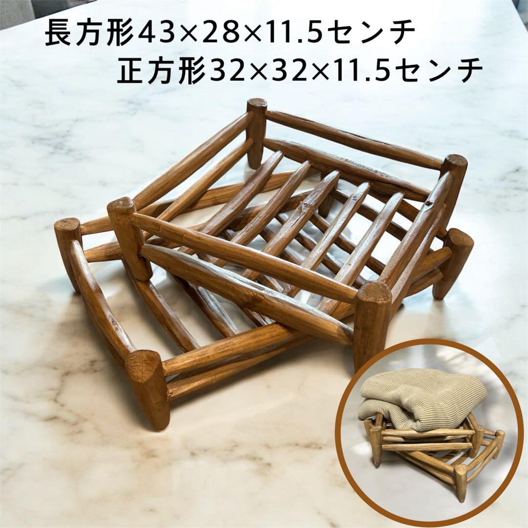 【一点もの】パリ　蚤の市　カゴ　ウッド　インテリア　大小セット売り　天然素材