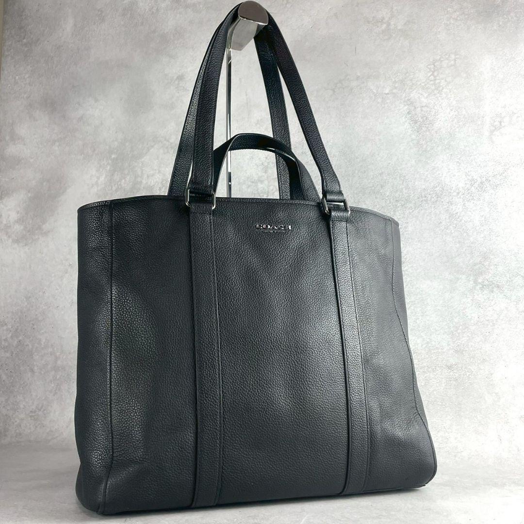 極美品 コーチ ハドソン 2way ダブルハンドル トートバッグ シボ革 黒