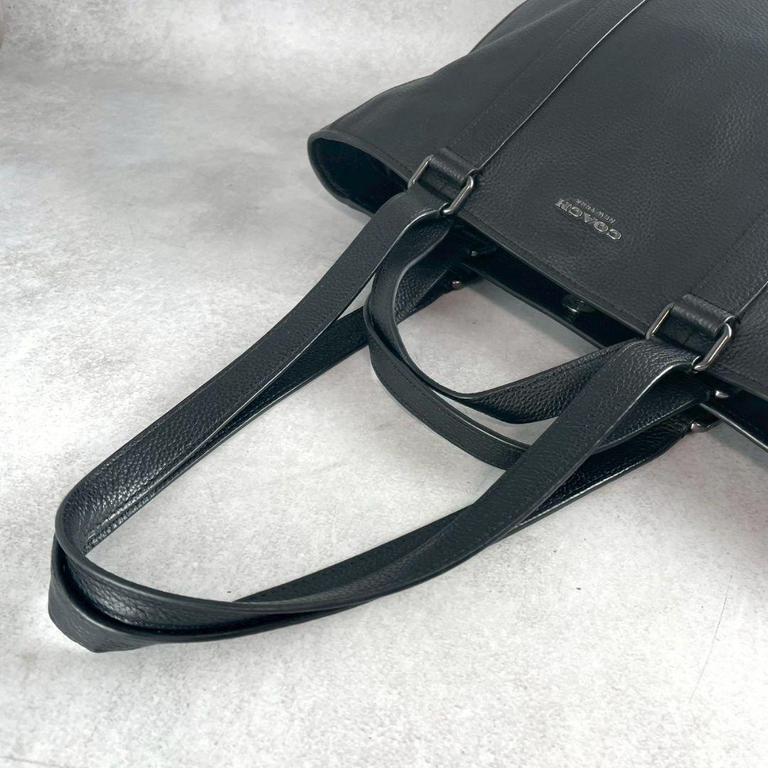 極美品 コーチ ハドソン 2way ダブルハンドル トートバッグ シボ革 黒