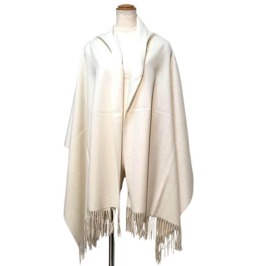 ラスト1枚値下70㎝×200超大判無染色 100% カシミヤストールWHT新品