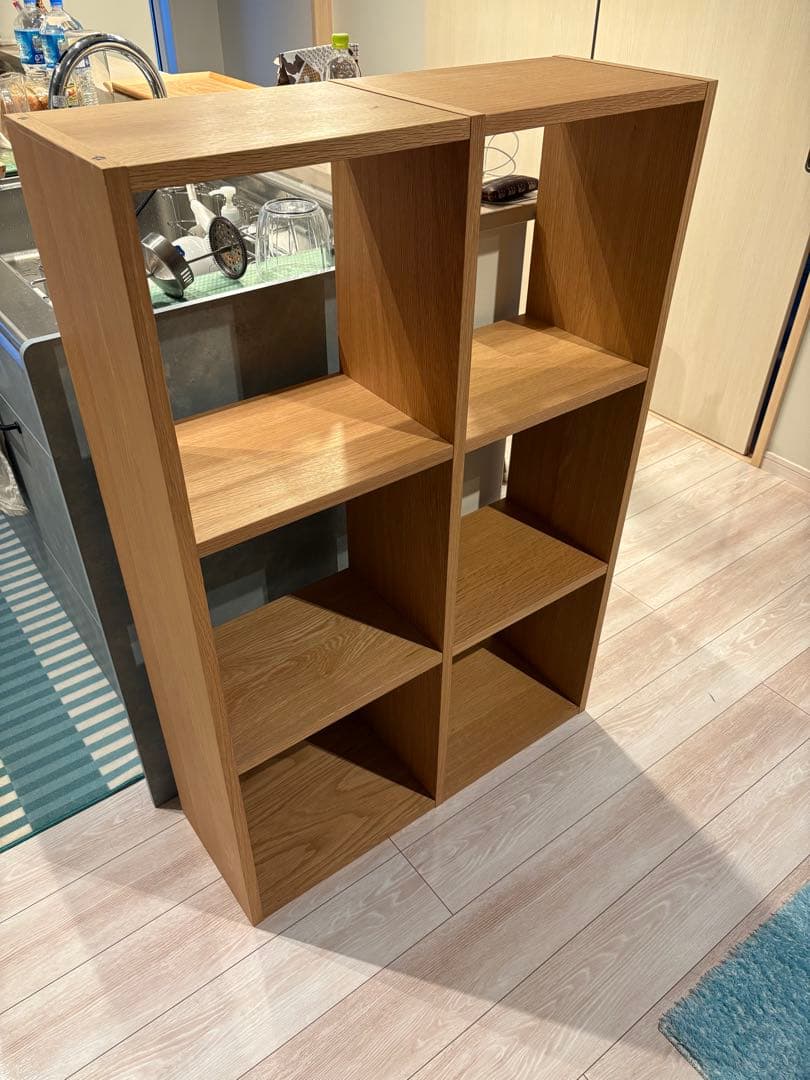 2/17まで　無印良品　スタッキングシェルフ３段×２列・オーク材