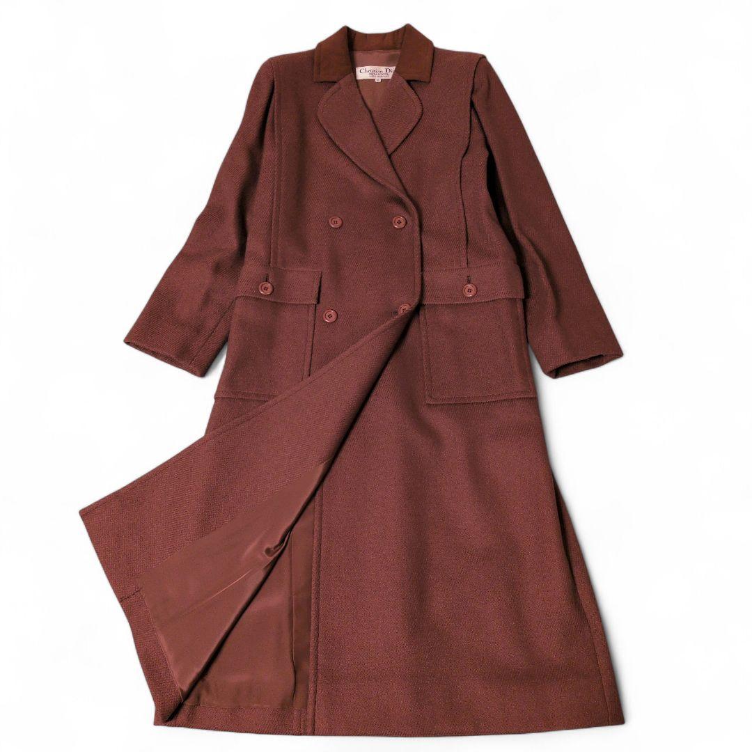 希少　クリスチャンディオール　シルク混　ウールロングコート　ヴィンテージ　レア