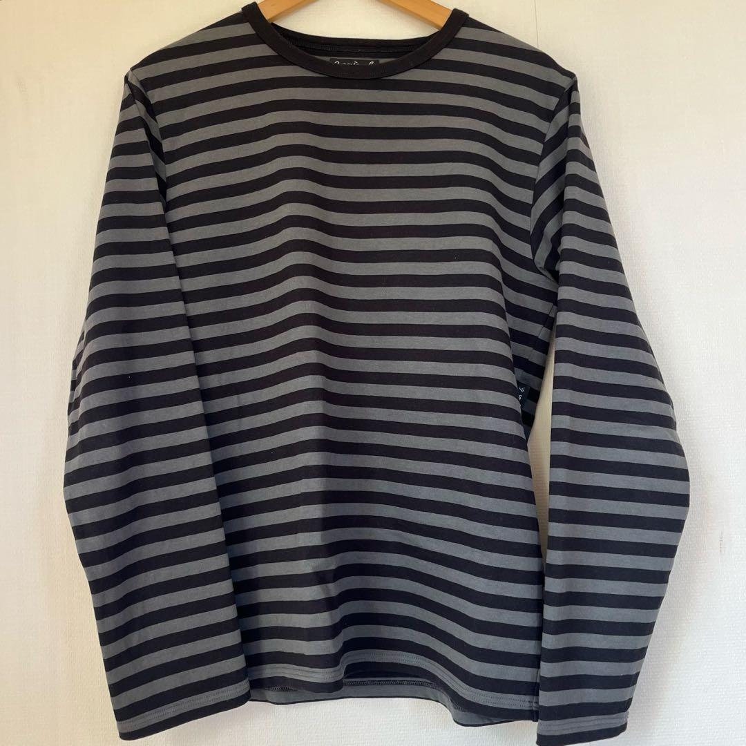 agnes b.homme ボーダー 長袖 グレー×ブラック