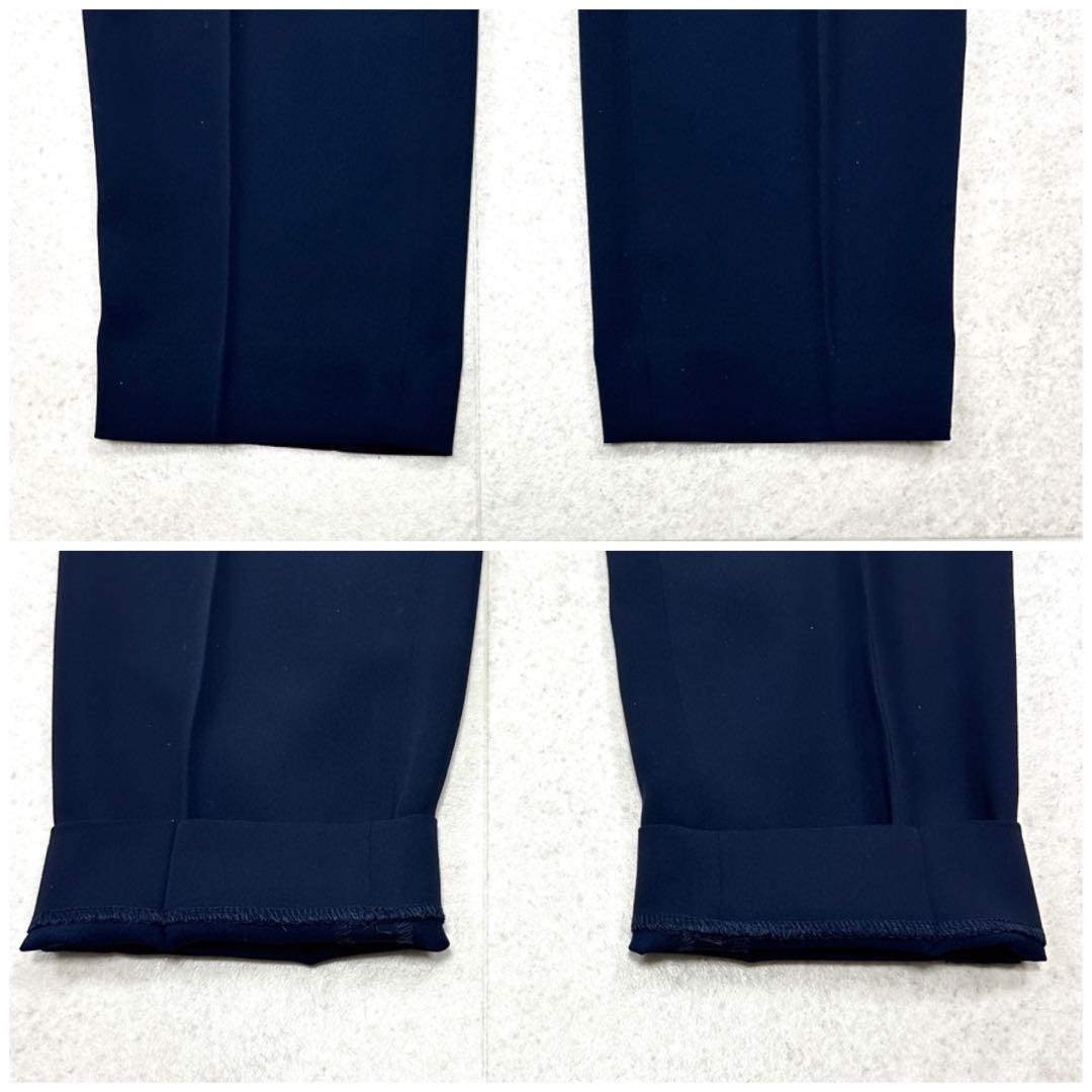 【ナチュラルビューティー】セットアップ ノーカラー パンツ スーツ 38 紺