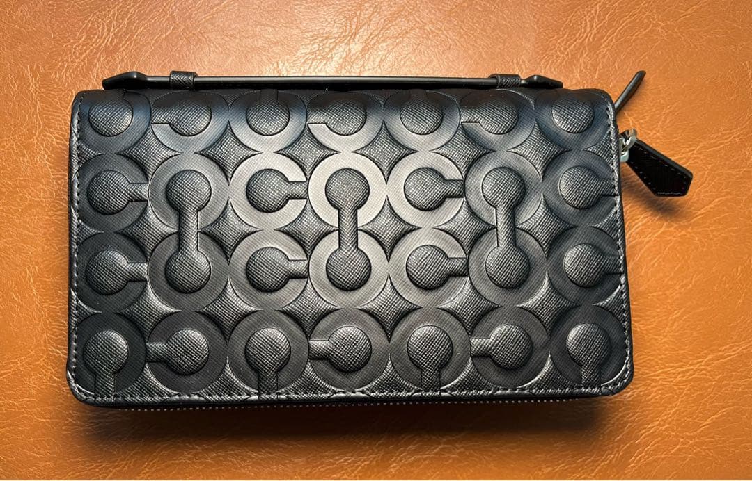 COACH 長財布 ラウンドファスナー 2ZIP 大容量 ネイビー