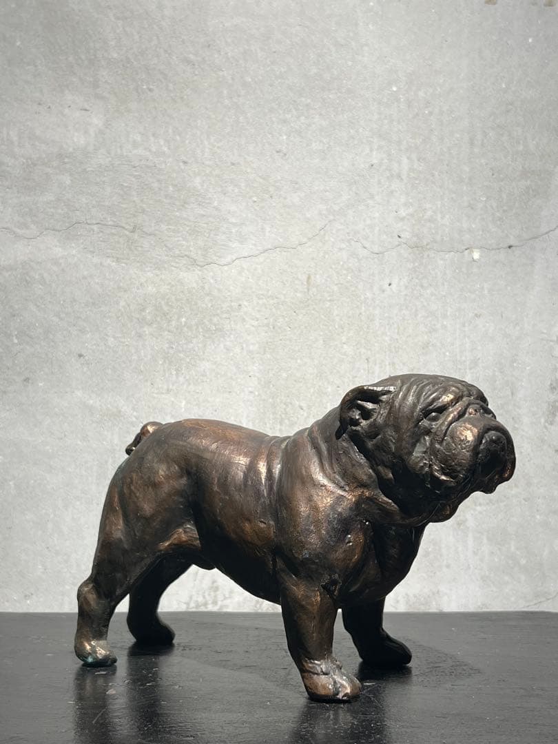 ヴィンテージ ブルドッグ ブロンズオブジェ 】パグ・フレブル・ブル・銅像彫刻