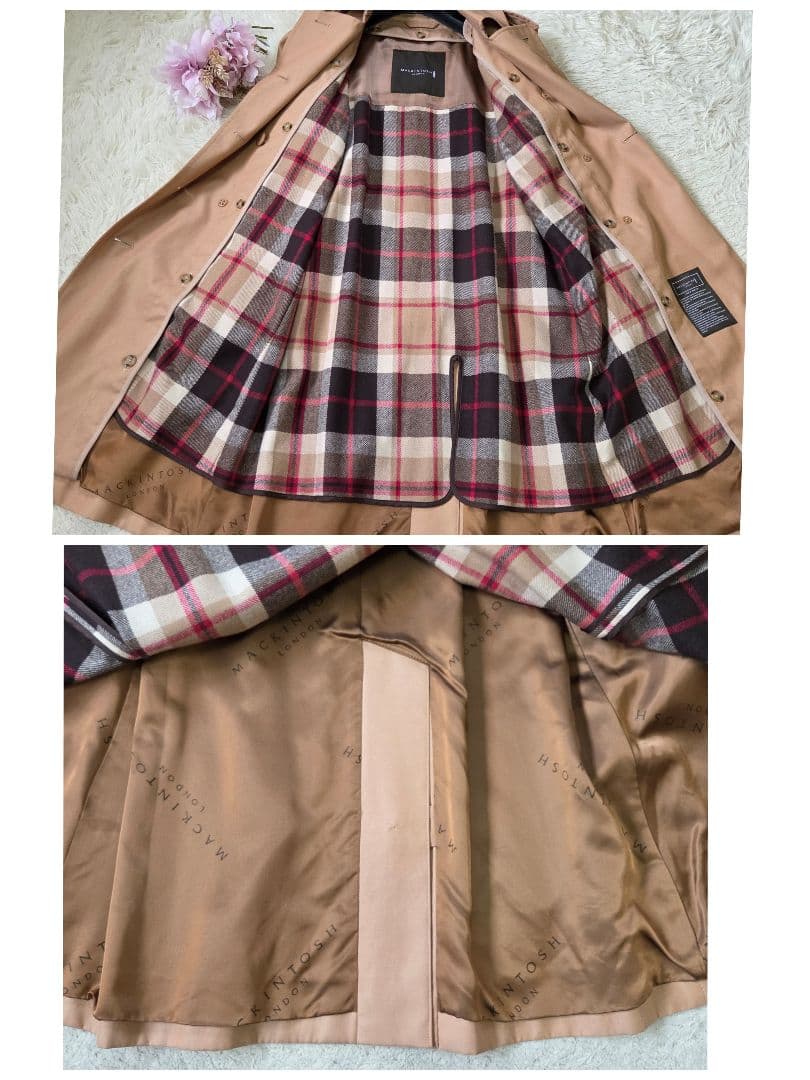 美品 マッキントッシュ トレンチコート ブラウンベージュ ライナー 36S