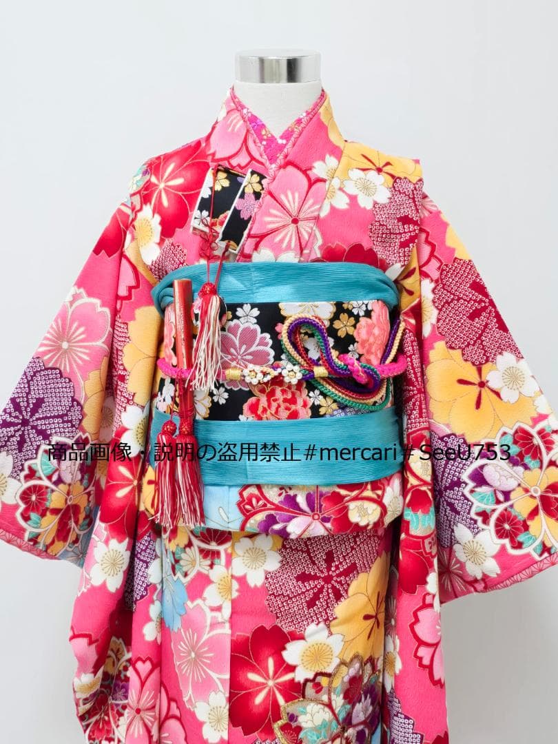 七五三　7歳　ブランド　花うさぎ　着物　セット　女の子 *c32