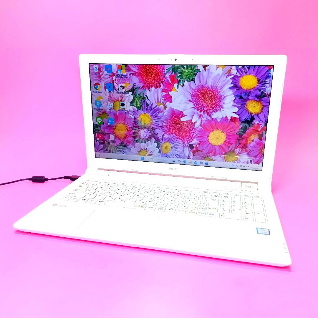 超大容量1TB‼️第7世代✨オフィス✨薄型✨カメラ付き白ホワイトノートパソコン✨