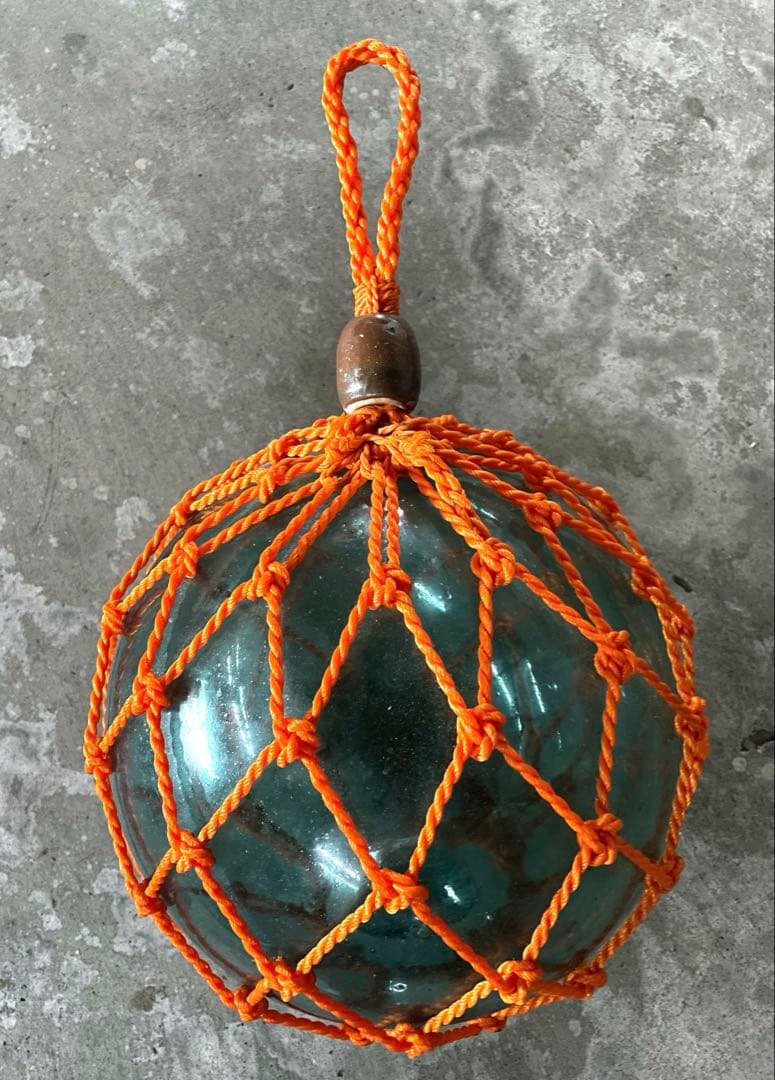 ガラス玉　浮き玉　30cm 海の守り神　インテリア　縁起物　柿色　オレンジ