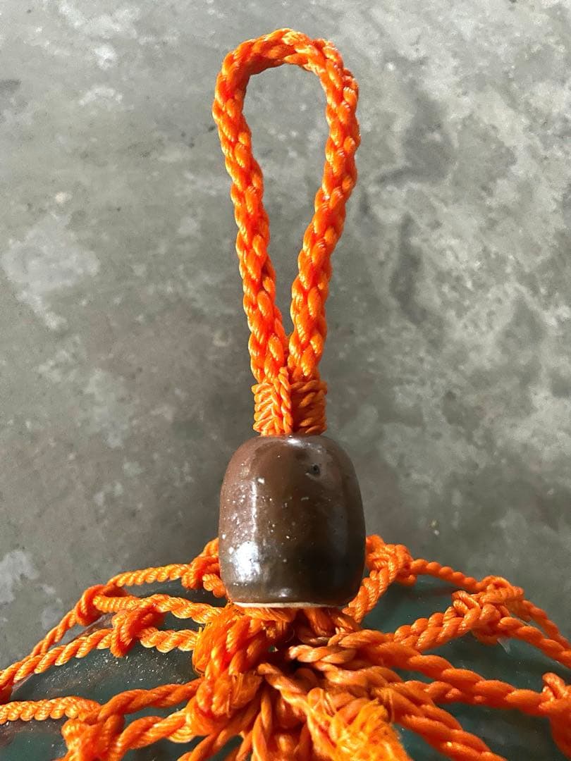 ガラス玉　浮き玉　30cm 海の守り神　インテリア　縁起物　柿色　オレンジ