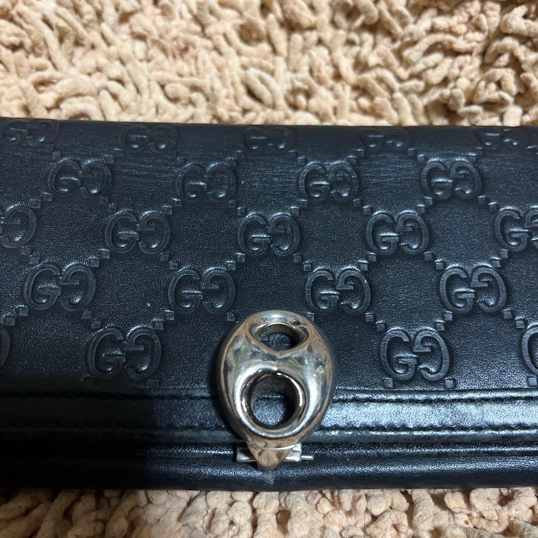 GUCCI グッチ 長財布 シマレザー ブラック　本革