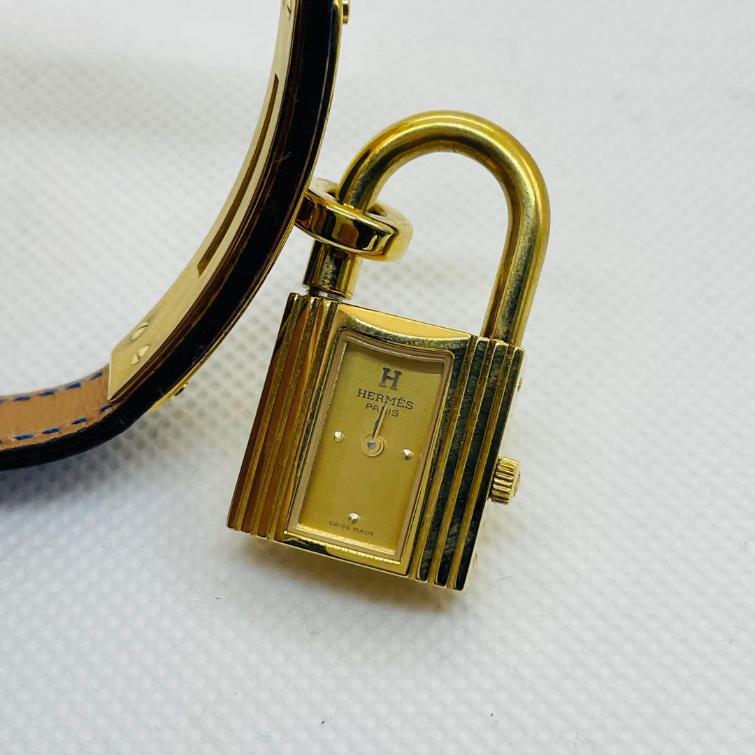 美品HERMES エルメス ケリーウォッチ GP/革 ゴールド文字盤 箱付き