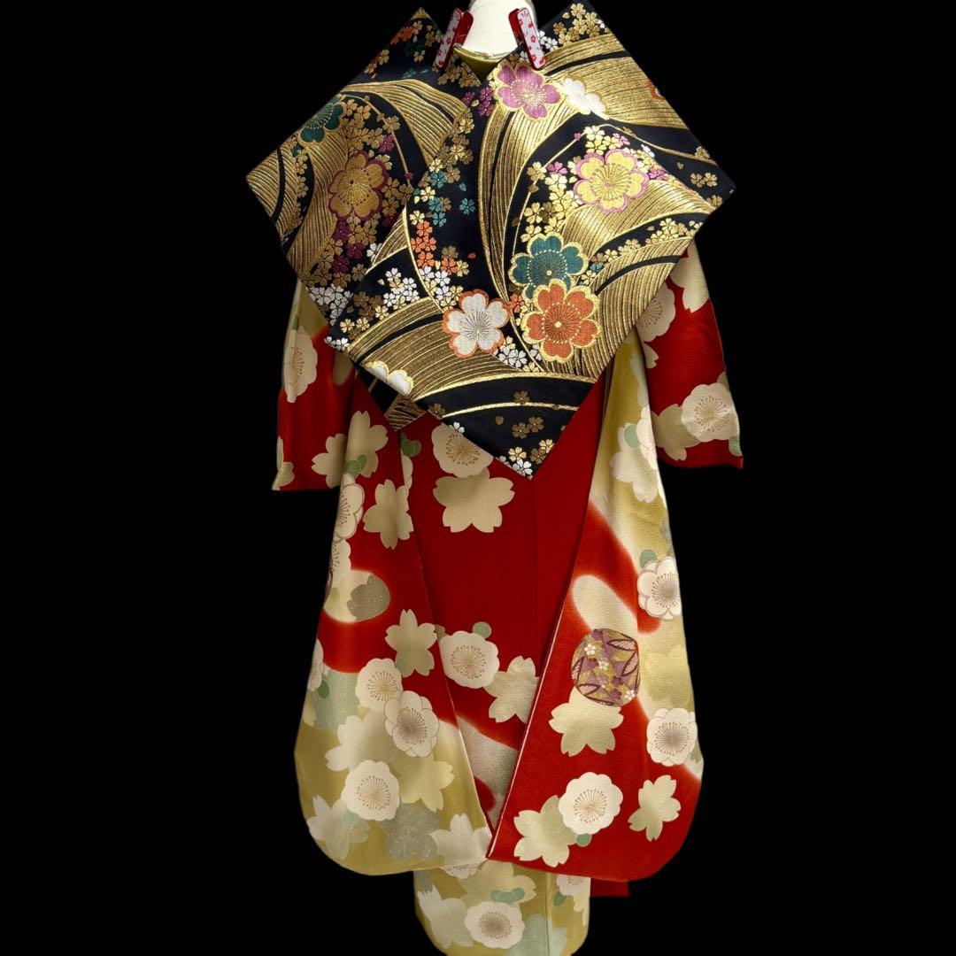 美品　振袖フルセット　トールサイズ　160〜170cm　梅・桜・毱・古典柄　裄長