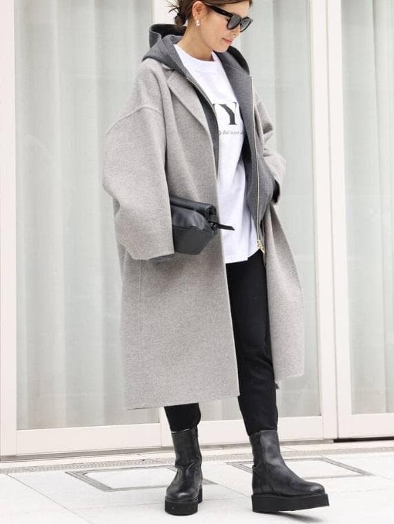 Deuxieme Classe　ウールアンゴラリバーコート 新品　グレー