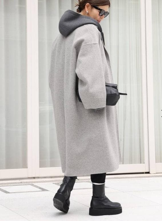 Deuxieme Classe　ウールアンゴラリバーコート 新品　グレー