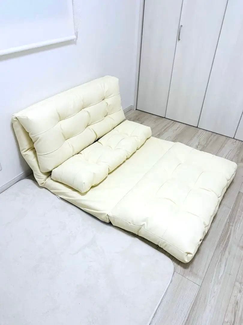 【1台3役】ライトベージュ色 ソファ