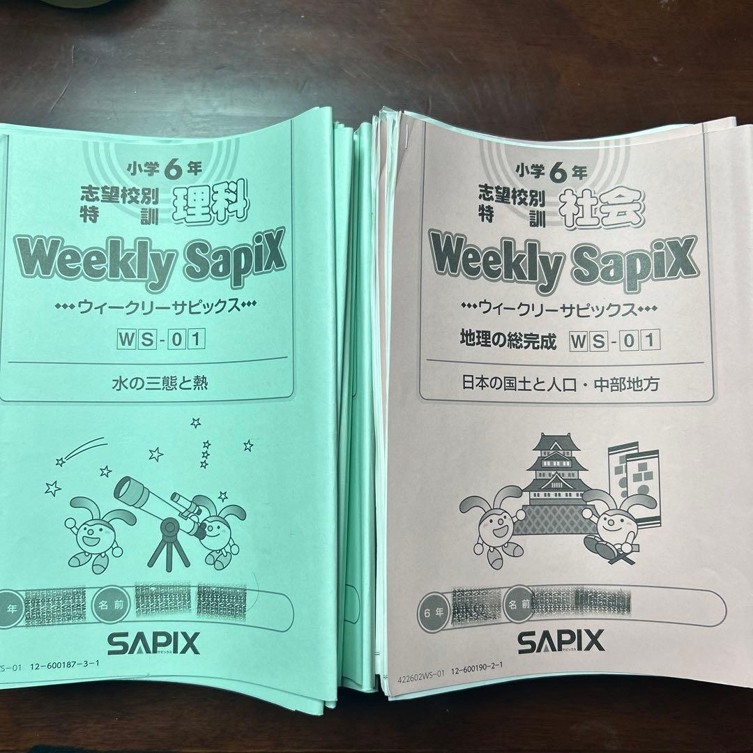 専用　㉒　土曜特訓6年　社会 理科　Weekly Sapix 志望校別特訓