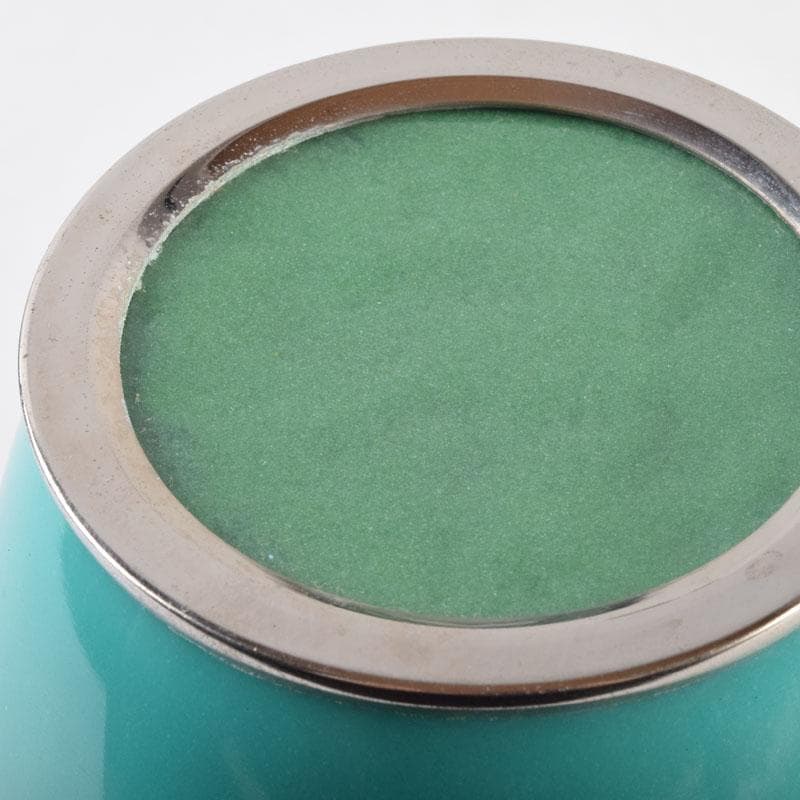 七宝焼　青釉　花文　花瓶　V　8999