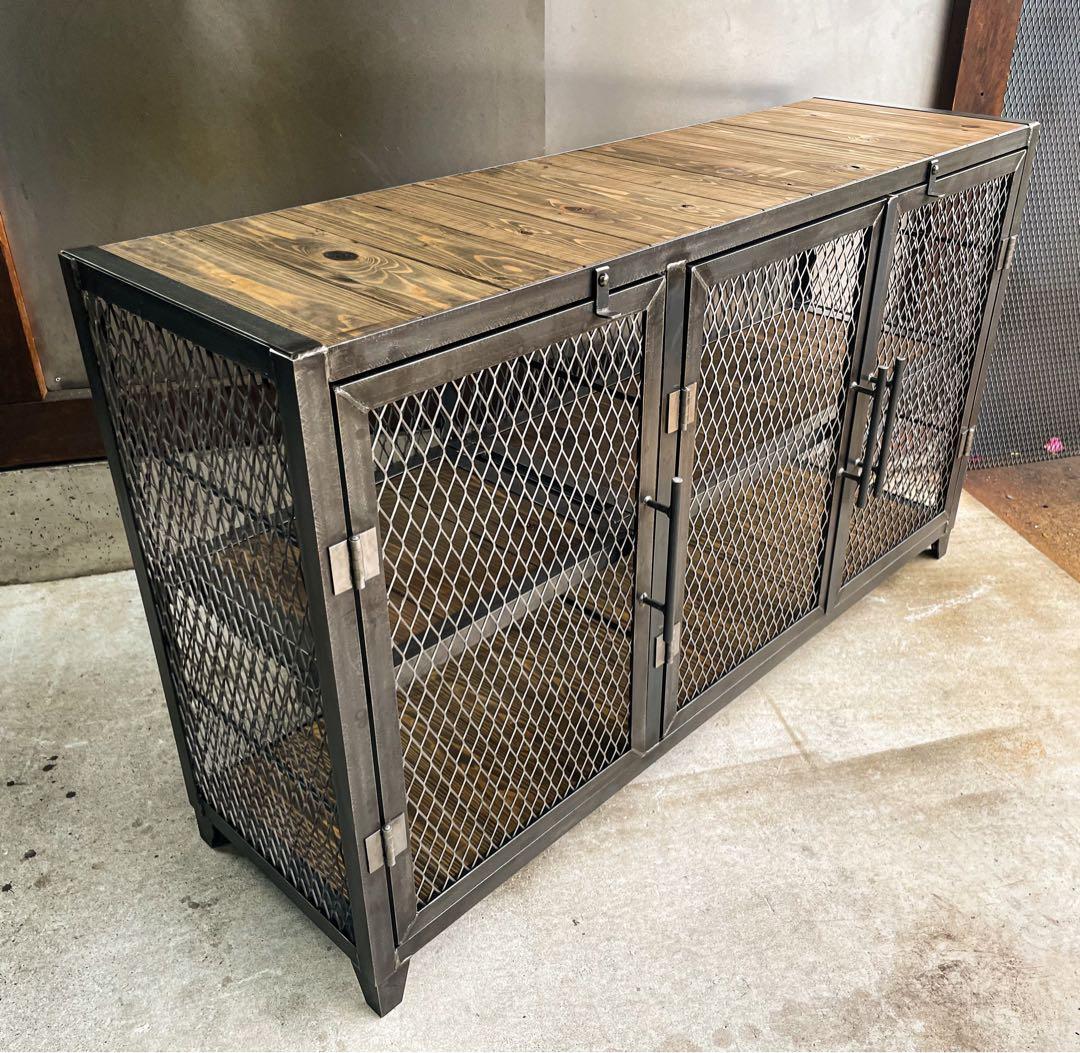 アイアンキャビネットA［ワイド］　アイアン家具　ラック　ディスプレイ　シェルフ