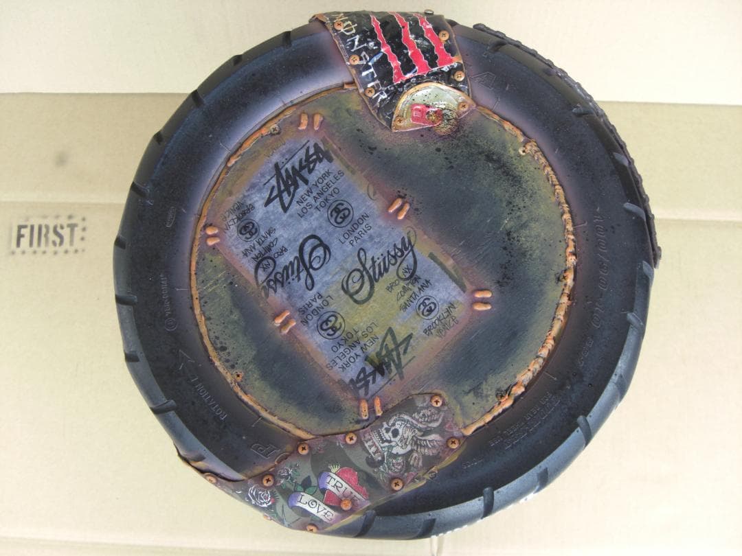 バイクタイヤ サイドテーブル ダウンサス チェア インテリア カリフォルニア