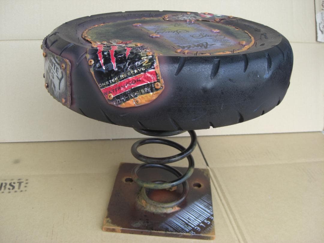 バイクタイヤ サイドテーブル ダウンサス チェア インテリア カリフォルニア