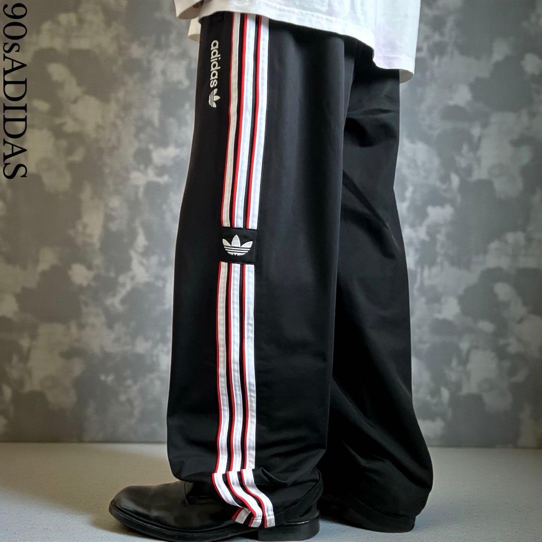 極太90s old adidas XLサイズ バギートラックパンツ Y2K刺繍