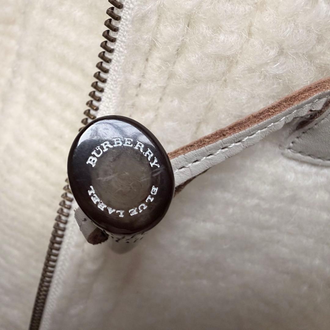 バーバリー ブルーレーベル ボリューム袖 モヘア ダッフル ノバチェック ファー