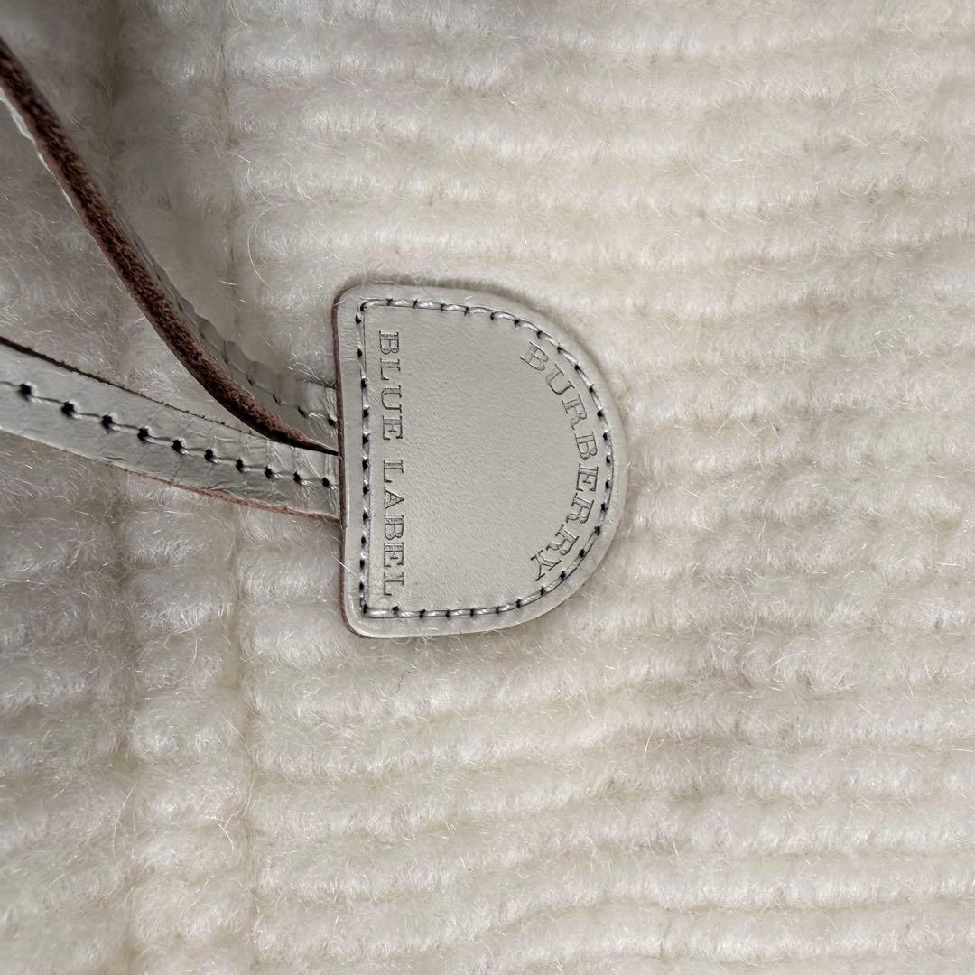 バーバリー ブルーレーベル ボリューム袖 モヘア ダッフル ノバチェック ファー