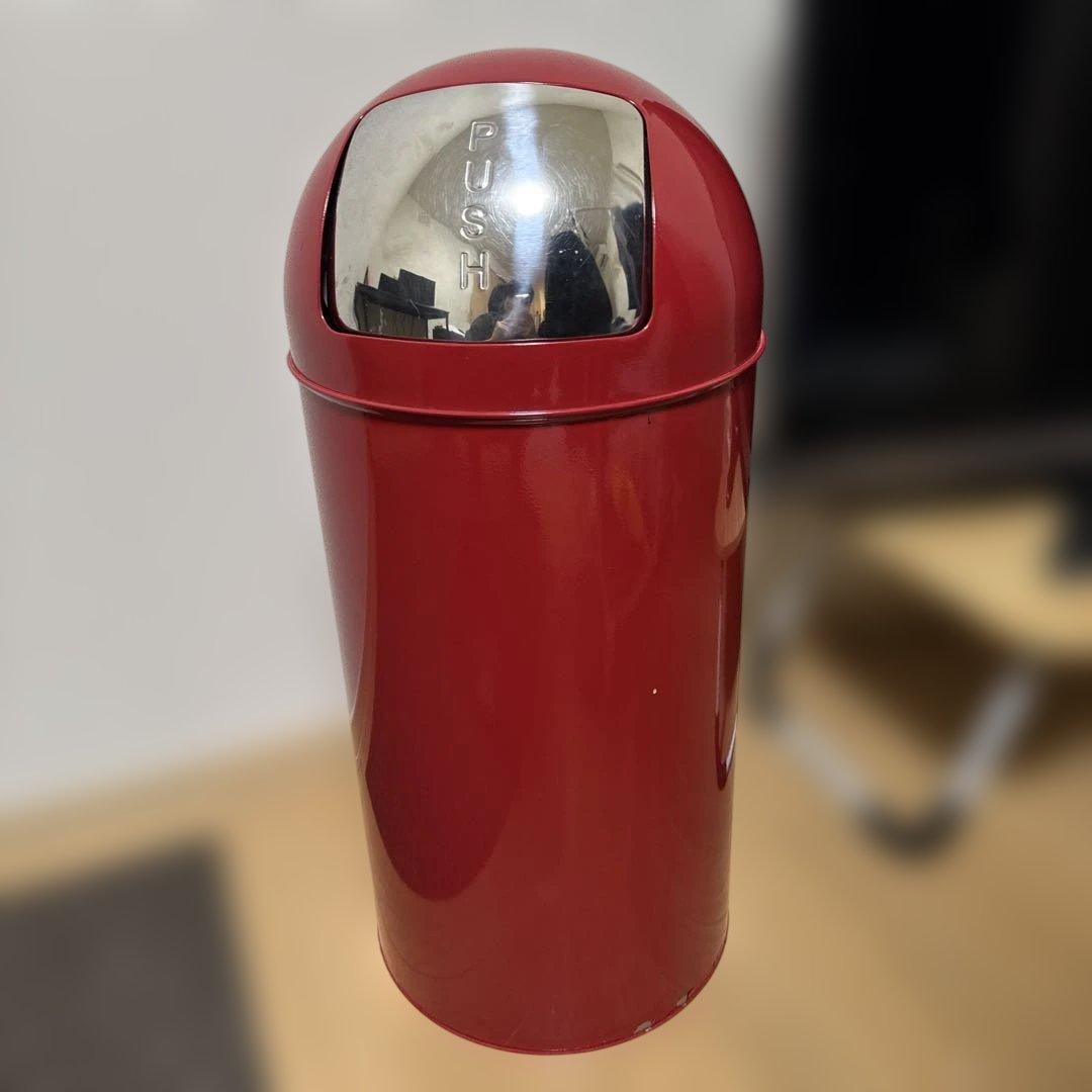 金属製　レトロ　ダストボックス　赤