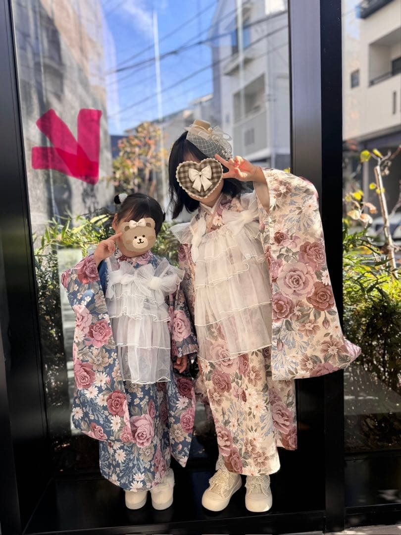 キャサリンコテージ 753チュールフリルエプロン+着物ワンピースセット100