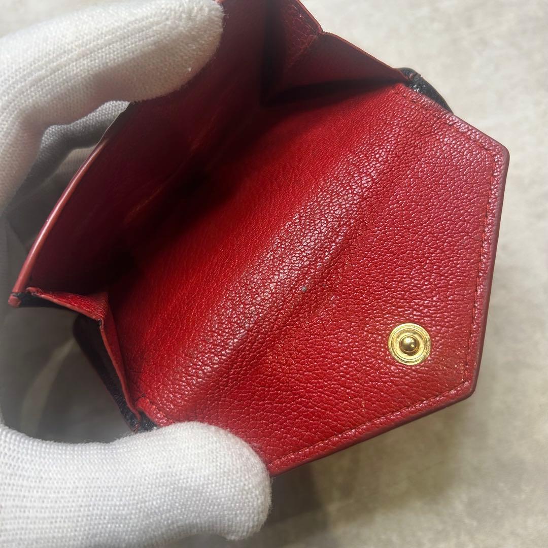 ミュウミュウ 黒 ラブレター ハート マドラス 三つ折り財布 ウォレット