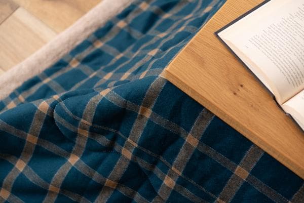 おしゃれ ふかふか かわいい 暖かい 長方形 こたつ布団 チェック柄ネイビー