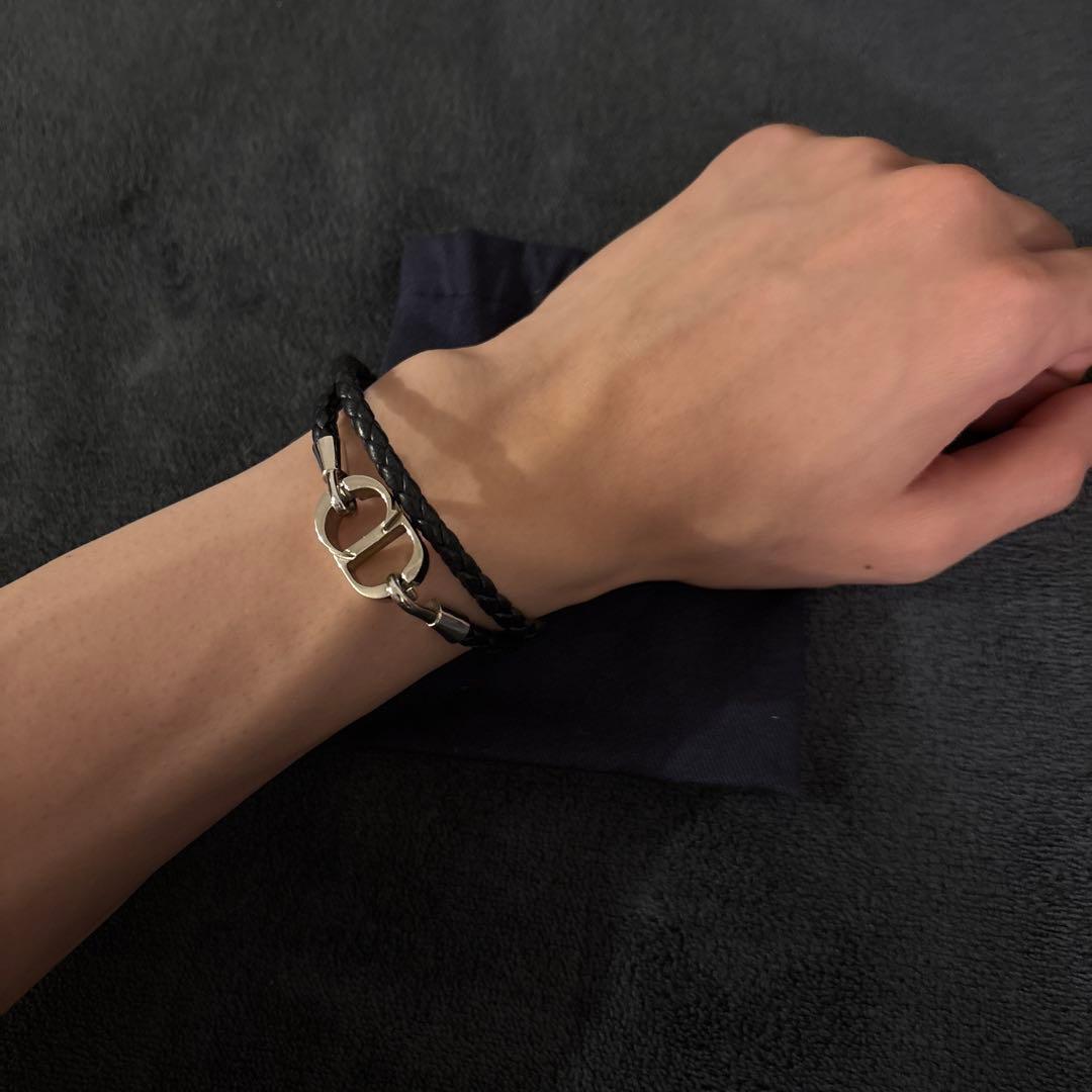 Dior ブレイドレザー ダブルブレスレット　編み込み　ブラック