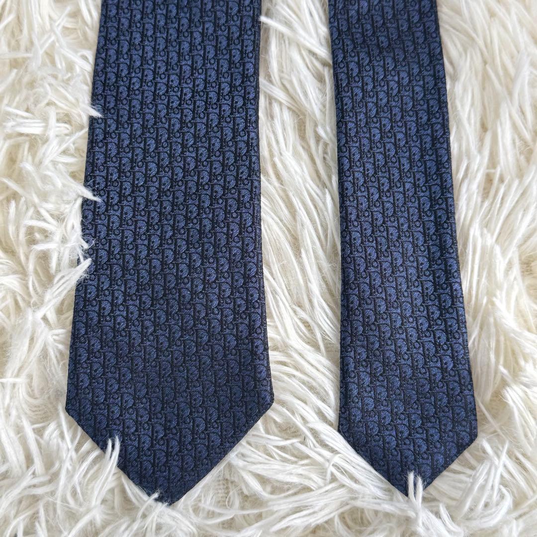 【現行タグ】Dior ディオール　ネクタイ　トロッター　オブリーク　ネイビー