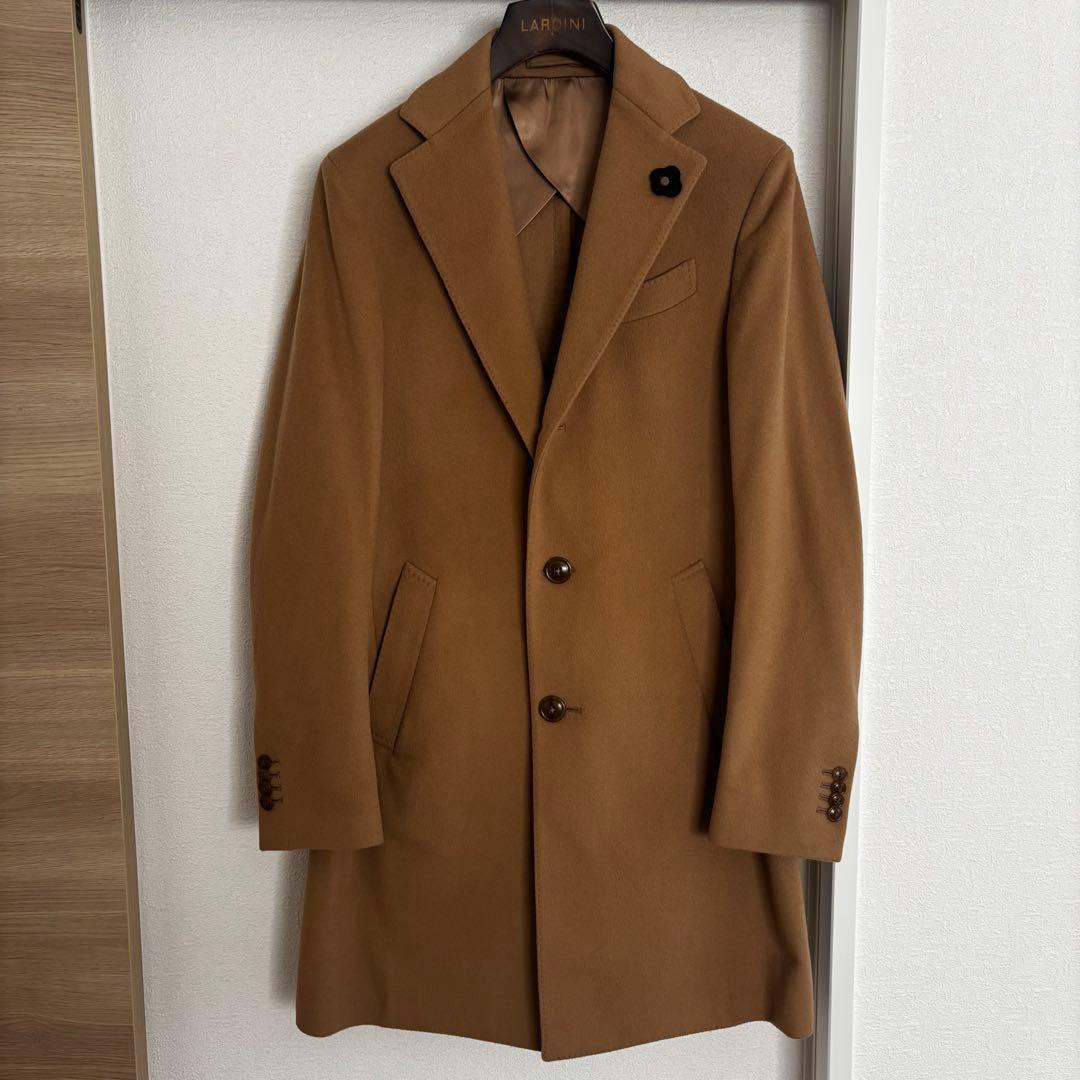 【良品】ラルディーニ フランネルウールチェスターコート ベージュ 44