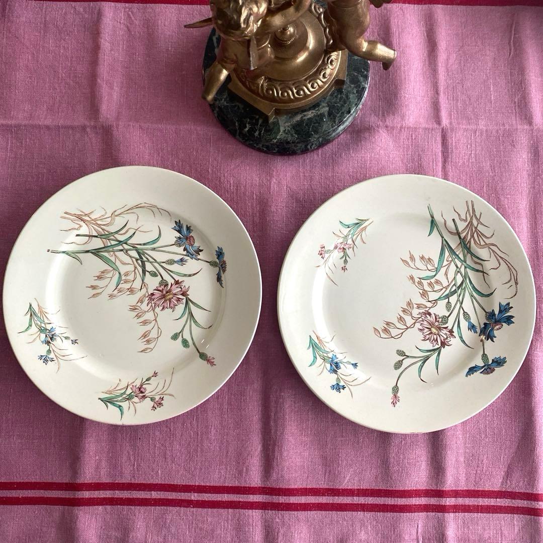 フランスアンティーク　LunevilleリュネヴィルBLEUET　矢車菊皿【B】