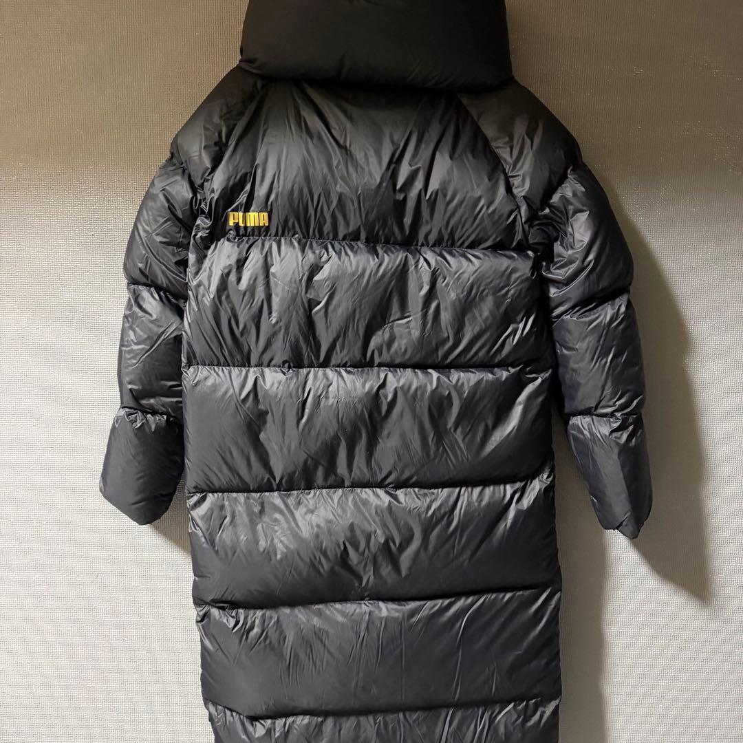 PUMA ロングダウンコート ブラック 金ロゴ ベンチコート S〜M相当