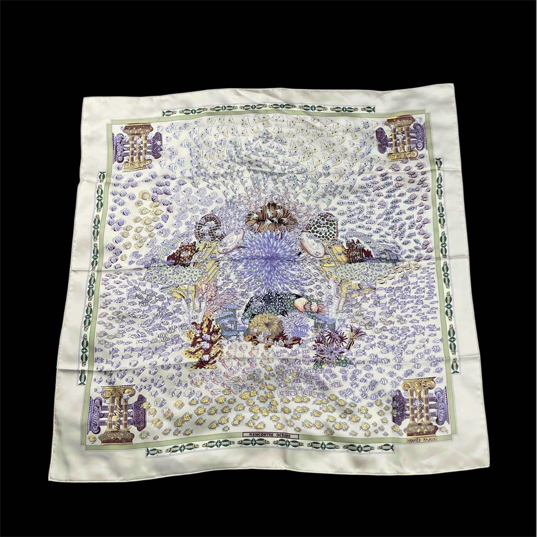 【新品未使用】エルメス カレ 90 スカーフ 大西洋の出会い シルク100%
