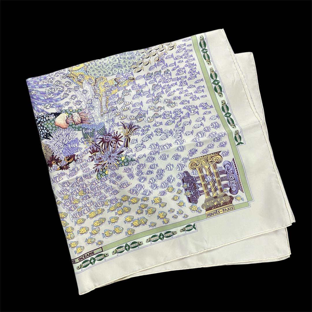 【新品未使用】エルメス カレ 90 スカーフ 大西洋の出会い シルク100%