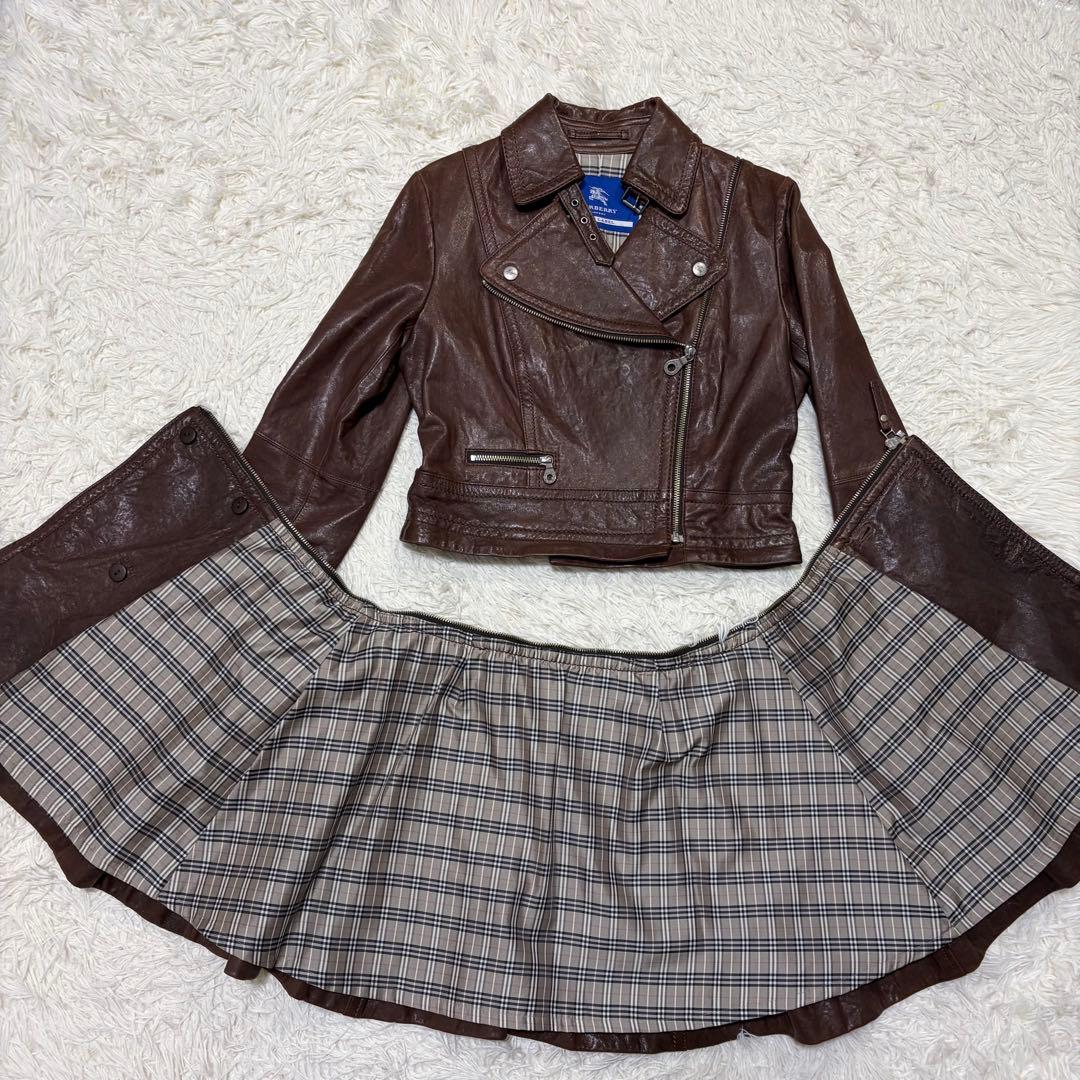 ✨美品✨BURBERRY BLUE LABELバーバリー　レザーワンピース　Ｍ