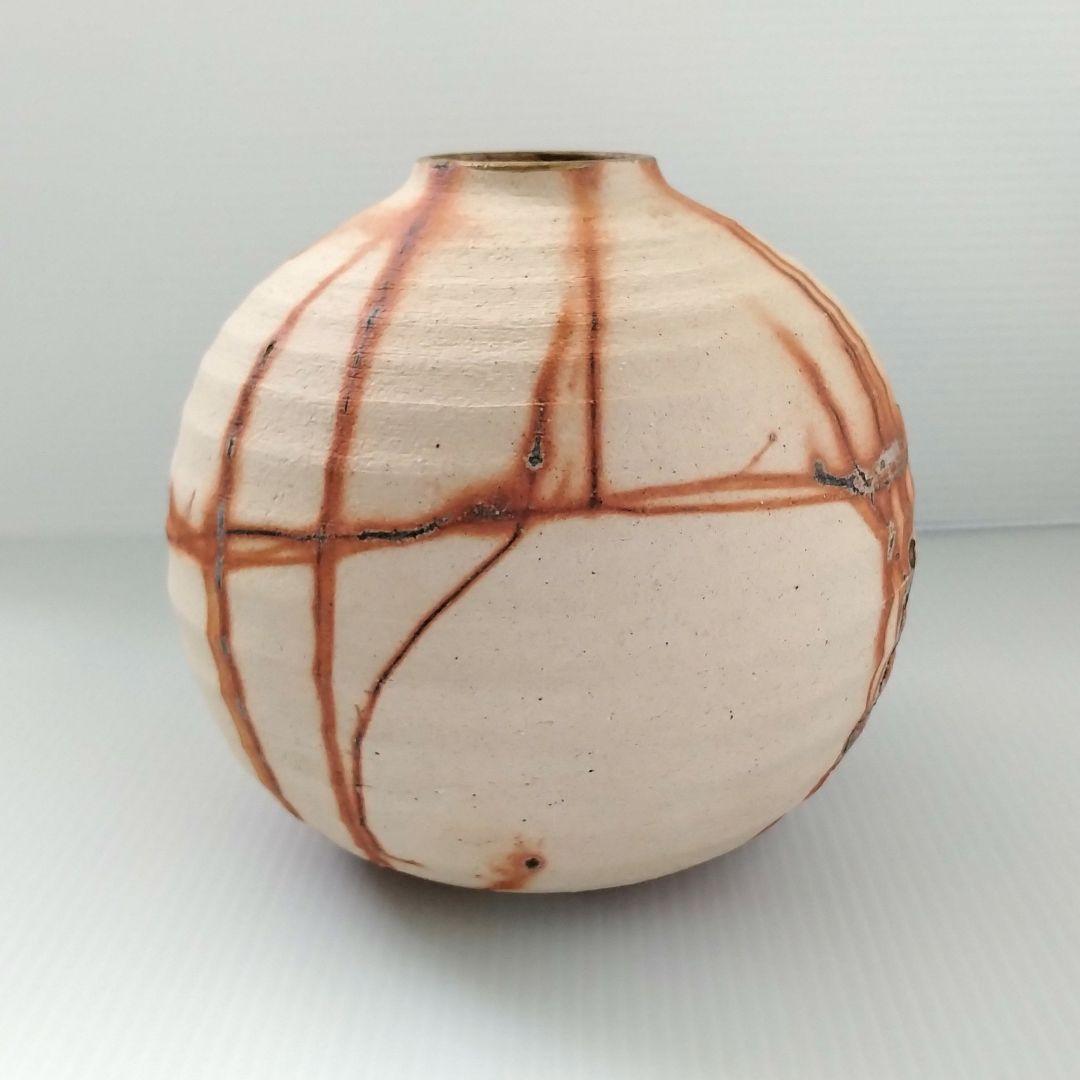 備前焼 緋襷 ヒダスキ 花器 壺型 たち吉 謹製 フラワーベース 花瓶 花入