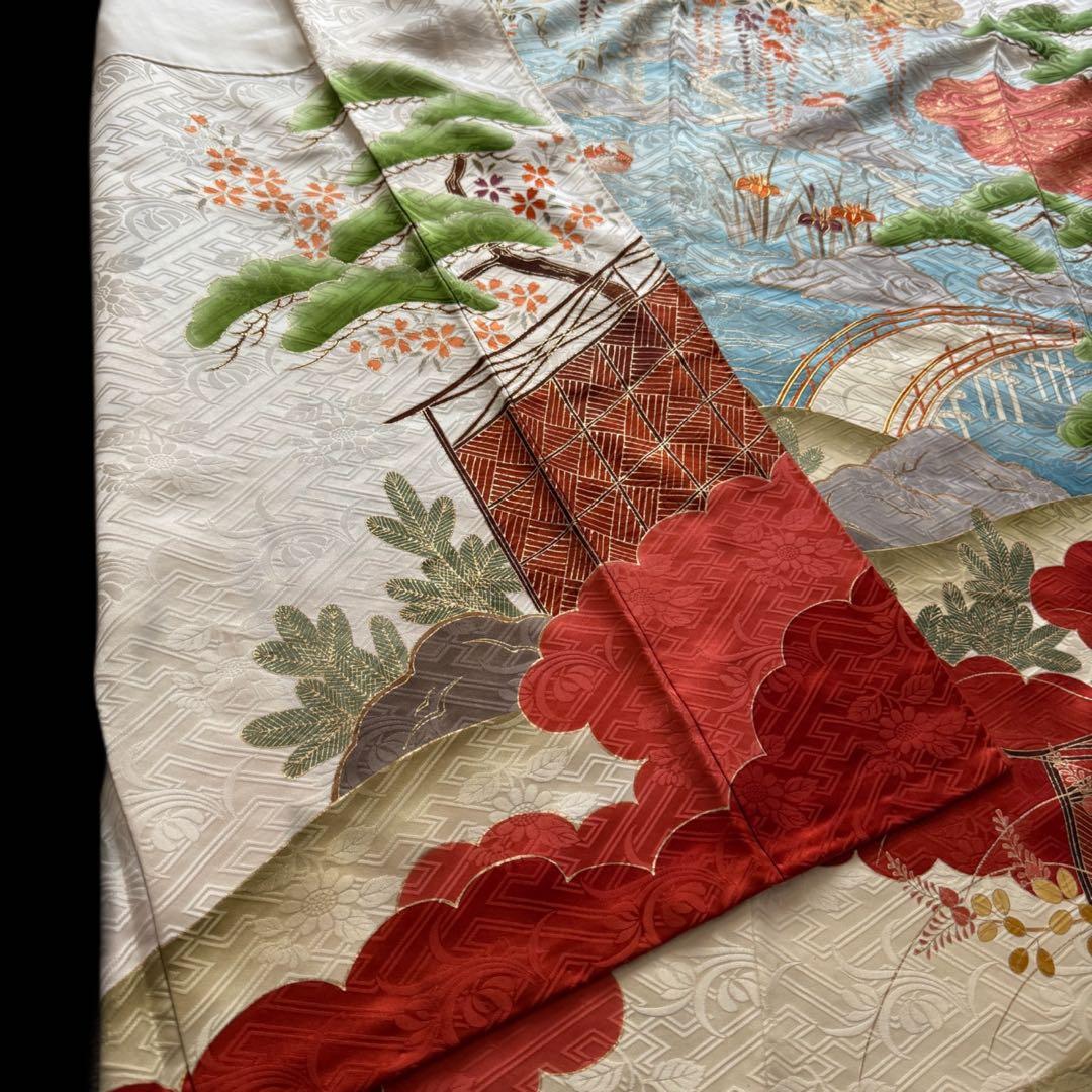 極上　振袖フルセット　手描き金彩友禅　西陣織袋帯　正絹長襦袢　トールサイズ